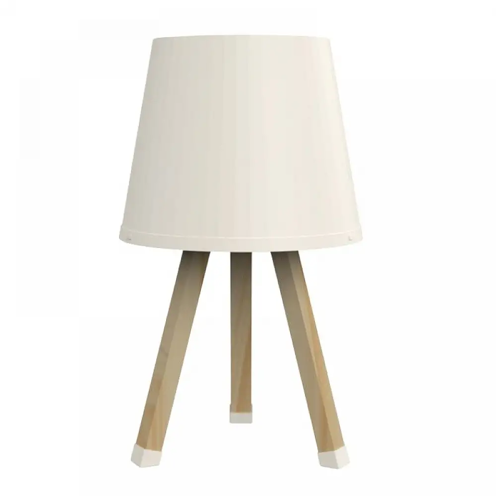 Φωτιστικό επιτραπέζιο ξύλινο - πλαστικό χρώμα μπεζ Ø18x34εκ. | FIX-2021-1