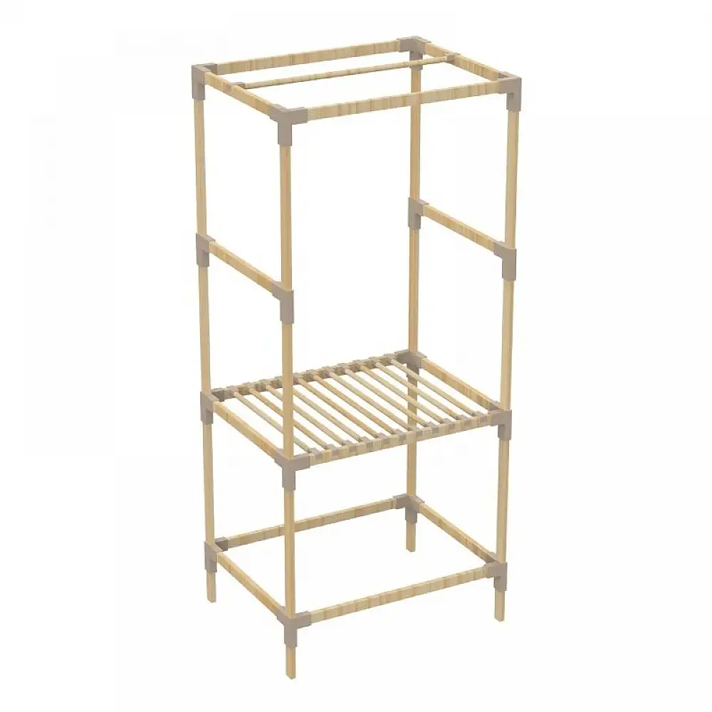 Ντουλάπα ρούχων ανοιχτή - Έπιπλο εισόδου ξύλινο - πλαστικό χρώμα φυσικό - μπεζ 75x46x156εκ. | FIX-2035