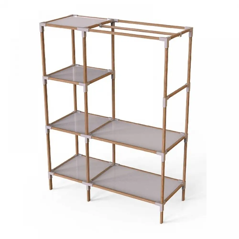 Ντουλάπα ρούχων ανοιχτή - Έπιπλο εισόδου ξύλινο - πλαστικό χρώμα φυσικό - μπεζ 117x47x155εκ. | FIX-2036-1