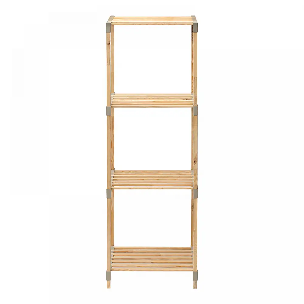 Ραφιέρα δαπέδου ξύλινη - πλαστική χρώμα φυσικό - μπεζ 38x30x116εκ. | FIX-2053-4