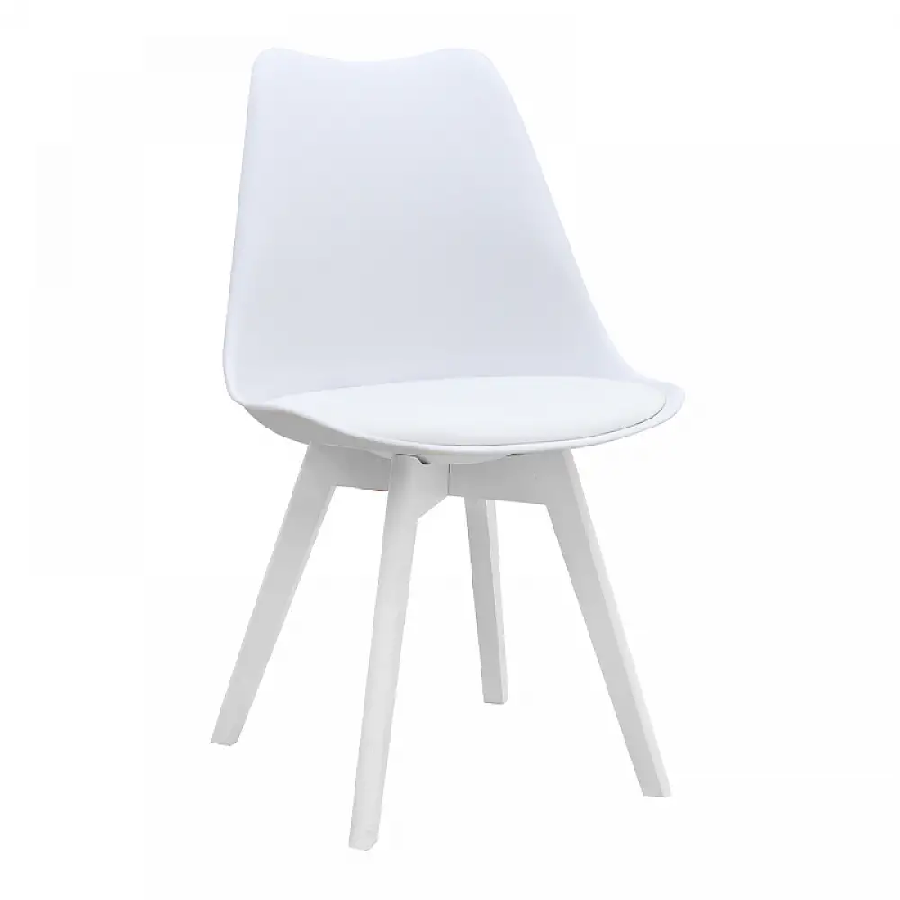 Καρέκλα τραπεζαρίας Viva Megapap PP - PU λευκό - ξύλινο λευκό πόδι 48,5x54x80εκ. | 4 τμχ | GP001-0043,2