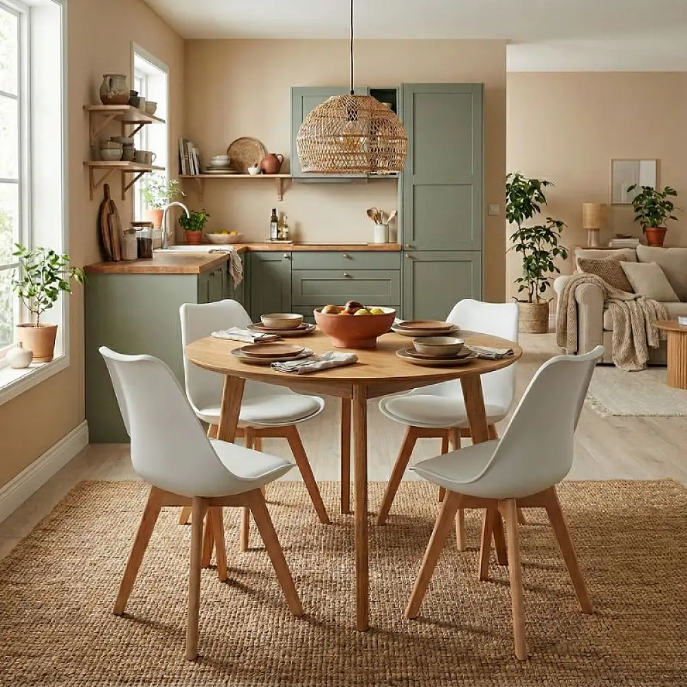 Καρέκλα τραπεζαρίας Viva Megapap PP - PU λευκό - ξύλινο φυσικό πόδι 48,5x54x80εκ. | 4 τμχ | GP001-0044,3