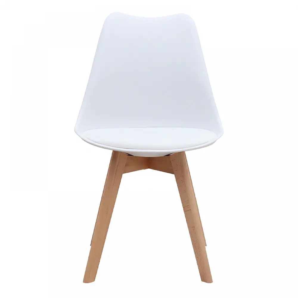 Καρέκλα τραπεζαρίας Viva Megapap PP - PU λευκό - ξύλινο φυσικό πόδι 48,5x54x80εκ. | 4 τμχ | GP001-0044,3