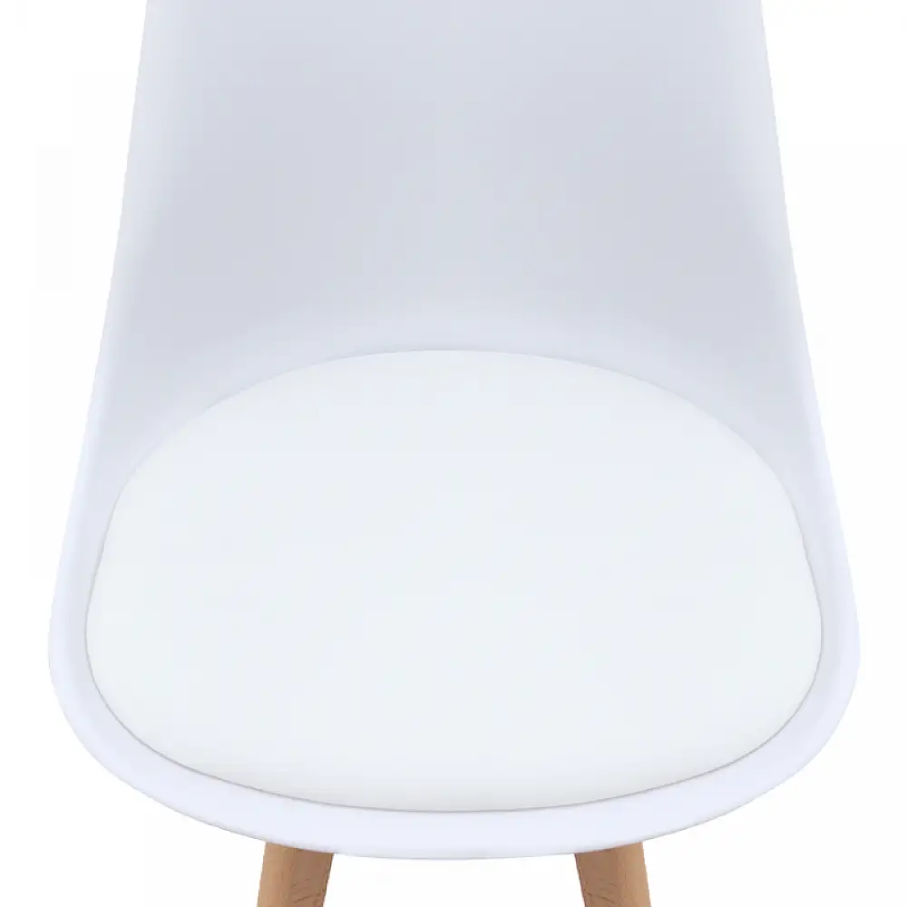 Καρέκλα τραπεζαρίας Viva Megapap PP - PU λευκό - ξύλινο φυσικό πόδι 48,5x54x80εκ. | 4 τμχ | GP001-0044,3