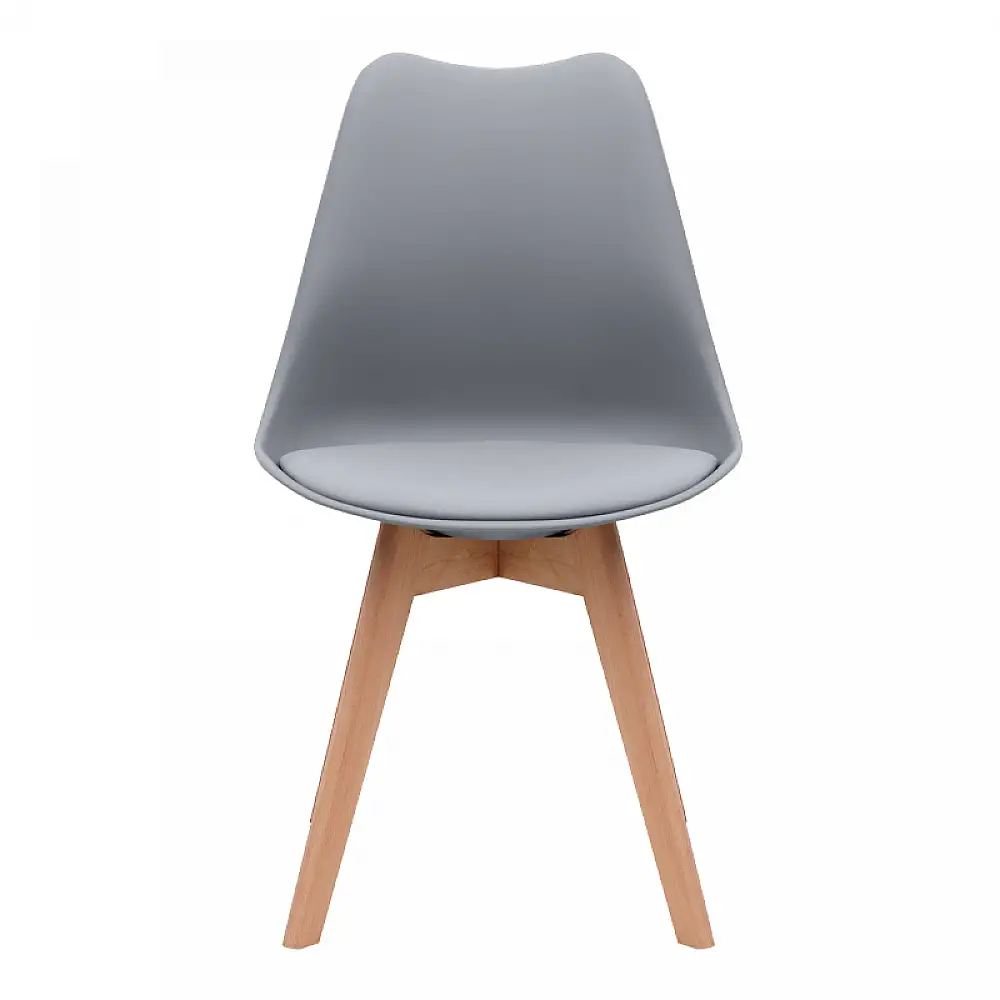 Καρέκλα τραπεζαρίας Viva Megapap PP - PU γκρι - ξύλινο φυσικό πόδι 48,5x54x80εκ. | 4 τμχ | GP001-0044,4