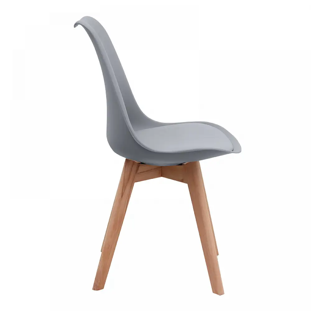 Καρέκλα τραπεζαρίας Viva Megapap PP - PU γκρι - ξύλινο φυσικό πόδι 48,5x54x80εκ. | 4 τμχ | GP001-0044,4