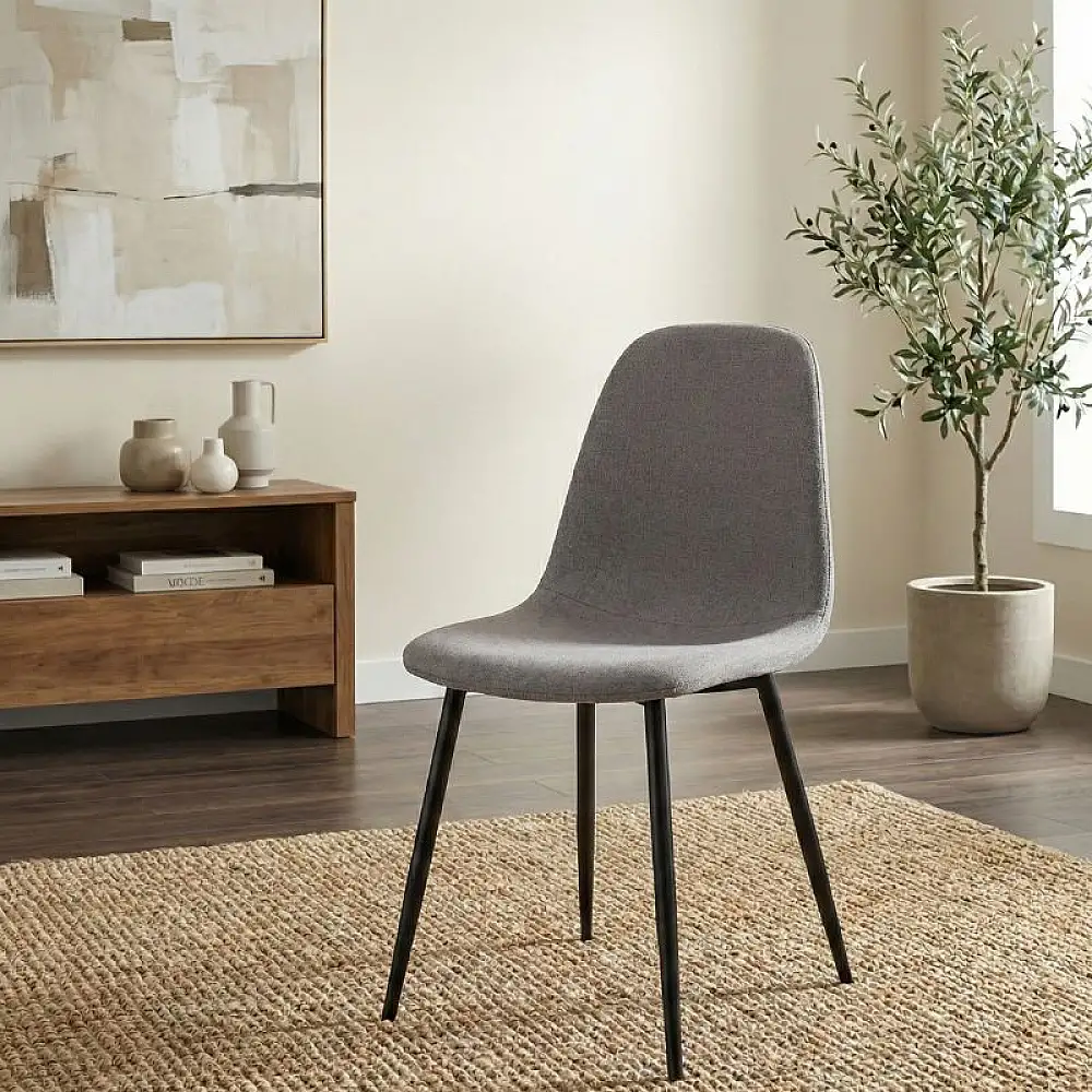 Καρέκλα τραπεζαρίας Iris Megapap μπεζ ύφασμα - μεταλλικό μαύρο πόδι 43x50x85εκ. | 4 τμχ | GP001-0045,2