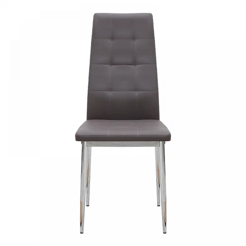 Καρέκλα τραπεζαρίας Rosa Megapap καφέ PU - μεταλλικό πόδι χρωμίου 41x48x98εκ. | 4 τμχ | GP001-0047,3