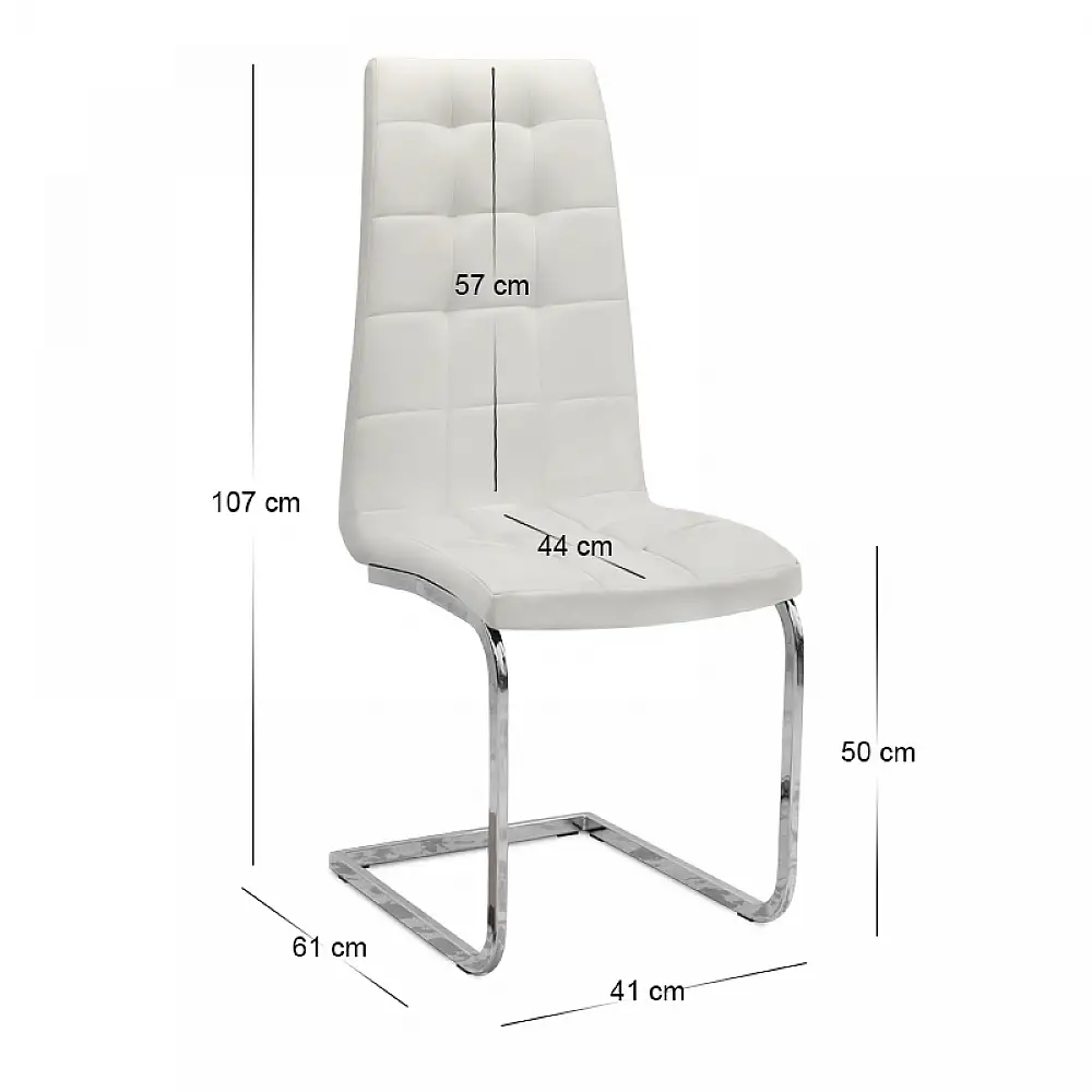 Καρέκλα τραπεζαρίας Vela Megapap λευκό PU - μεταλλική βάση χρωμίου 41x61x107εκ. | 4 τμχ | GP001-0050,2