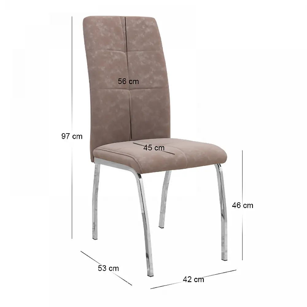 Καρέκλα τραπεζαρίας Alma Megapap μπεζ PU - μεταλλικό πόδι χρωμίου 42x53x97εκ. | 4 τμχ | GP001-0053,3