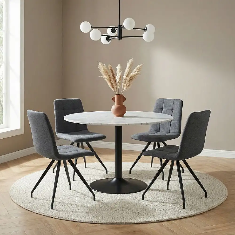 Καρέκλα τραπεζαρίας Bianca Megapap γκρι ύφασμα - μεταλλικό μαύρο πόδι 43x56x84εκ. | 4 τμχ | GP001-0057,1