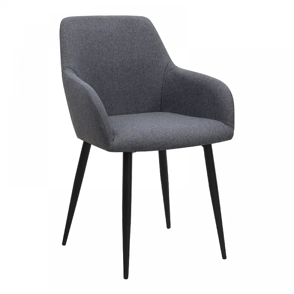 Πολυθρόνα τραπεζαρίας Monica Megapap γκρι ύφασμα - μεταλλικό μαύρο πόδι 54x57x84εκ. | 2 τμχ | GP001-0058,1