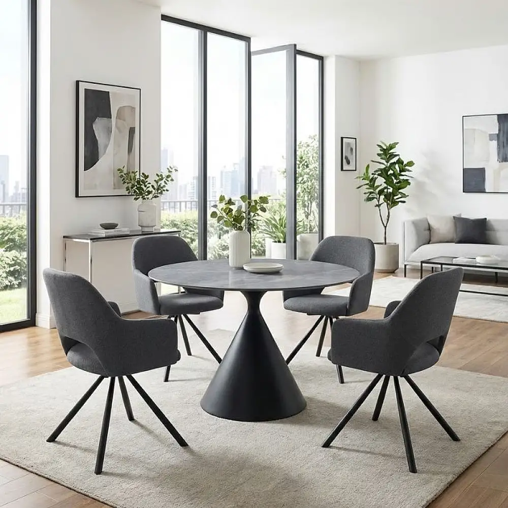 Πολυθρόνα τραπεζαρίας Gabriel Megapap γκρι ύφασμα - μεταλλικό μαύρο πόδι 58x60x85εκ. | 2 τμχ | GP001-0059,1