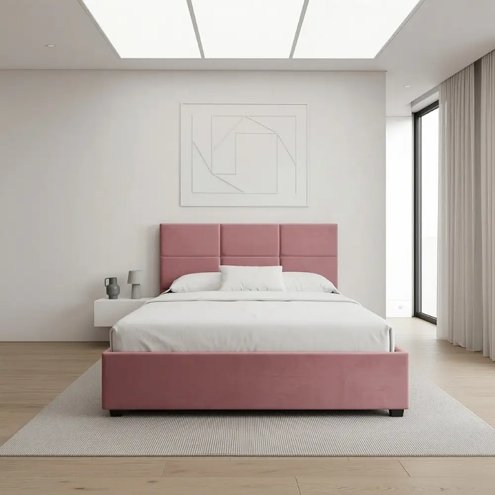 Κρεβάτι Kingston Megapap βελούδινο με αποθηκευτικό χώρο χρώμα σάπιο μήλο 160x200εκ. | GP002-0005,5