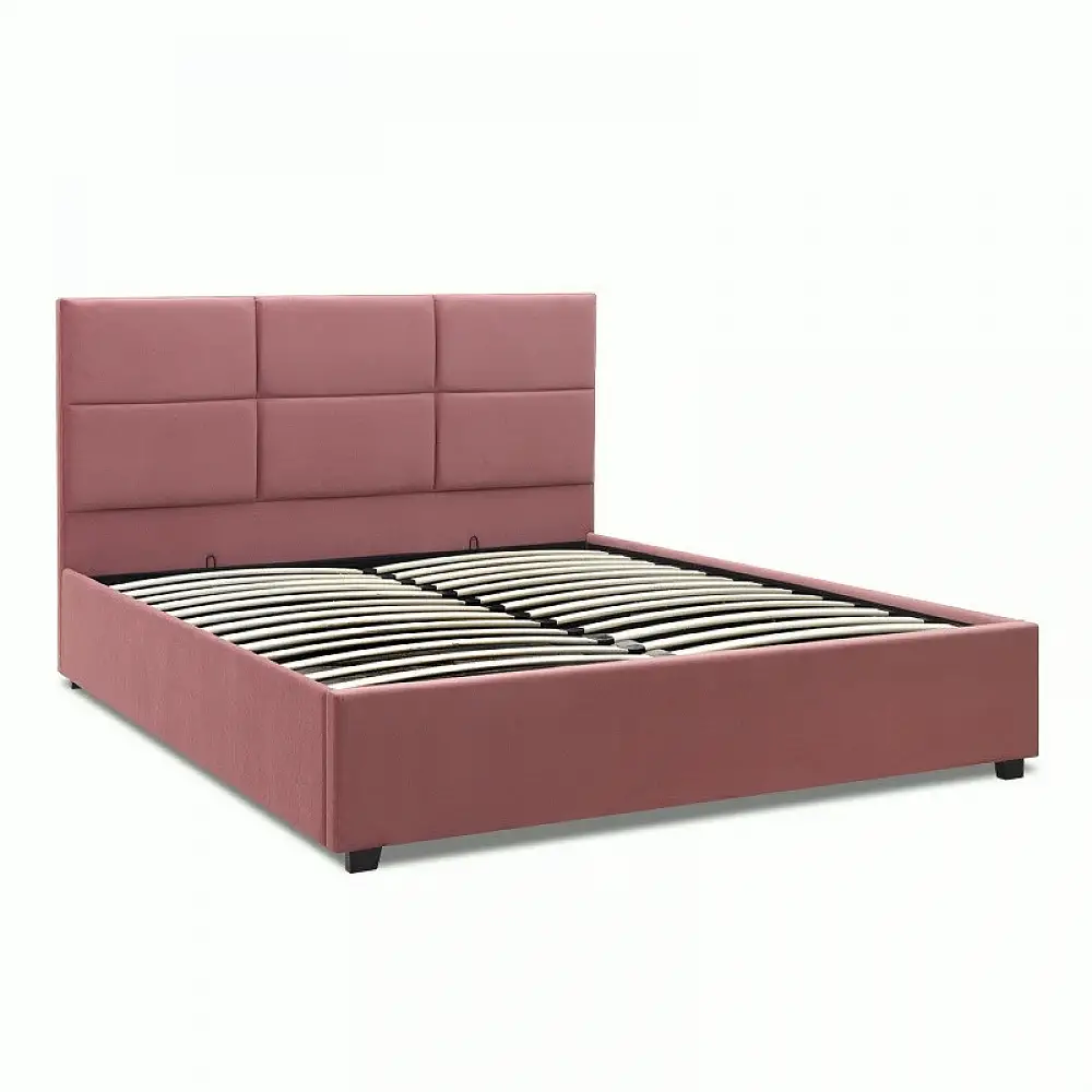 Κρεβάτι Kingston Megapap βελούδινο με αποθηκευτικό χώρο χρώμα σάπιο μήλο 160x200εκ. | GP002-0005,5