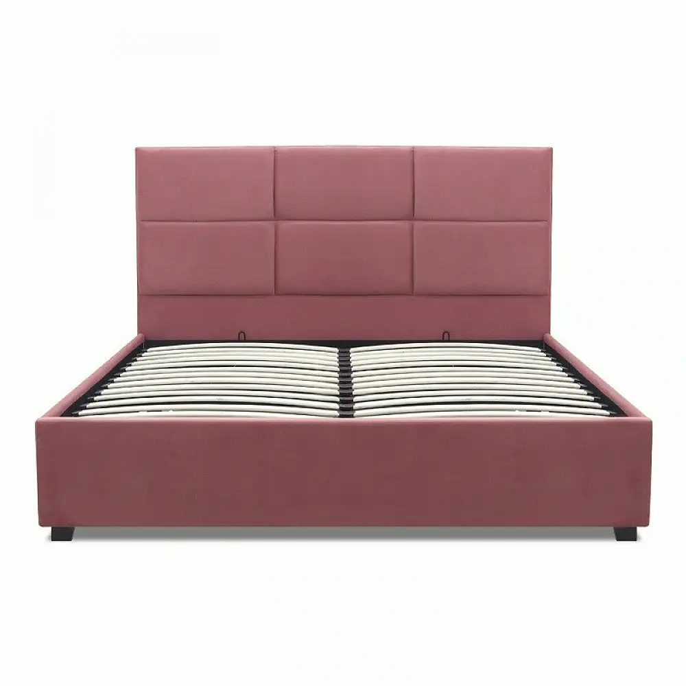 Κρεβάτι Kingston Megapap βελούδινο με αποθηκευτικό χώρο χρώμα σάπιο μήλο 160x200εκ. | GP002-0005,5