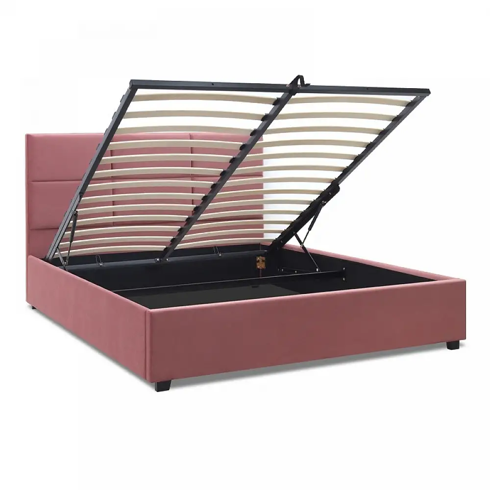 Κρεβάτι Kingston Megapap βελούδινο με αποθηκευτικό χώρο χρώμα σάπιο μήλο 160x200εκ. | GP002-0005,5