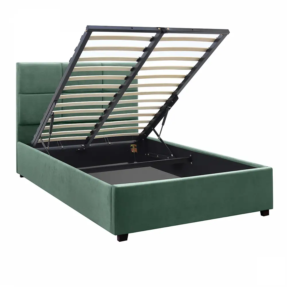 Κρεβάτι Kingston Megapap βελούδινο με αποθηκευτικό χώρο χρώμα κυπαρισσί 120x200εκ. | GP002-0006,4