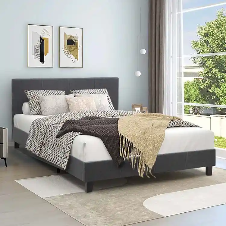 Κρεβάτι Flat Megapap υφασμάτινο χρώμα ανθρακί 150x200εκ. | GP002-0010,2