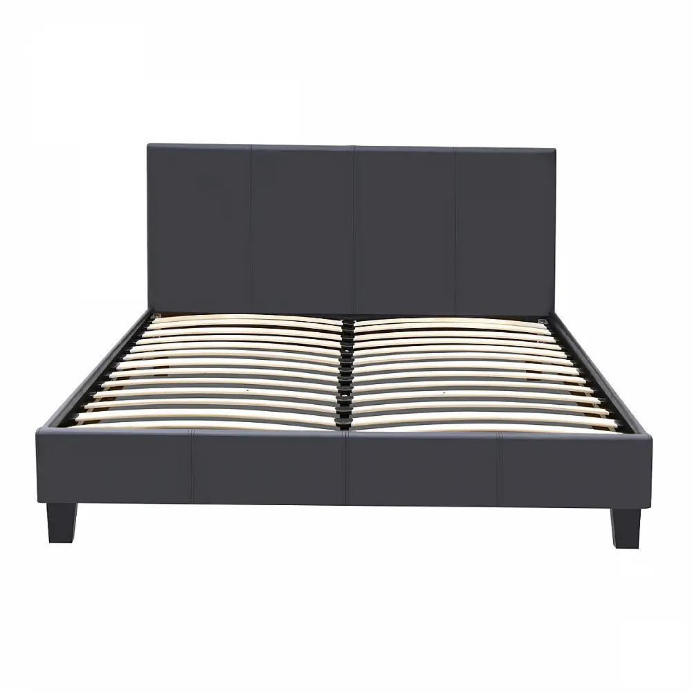 Κρεβάτι Flat Megapap από τεχνόδερμα χρώμα μαύρο ματ 140x190εκ. | GP002-0014,1