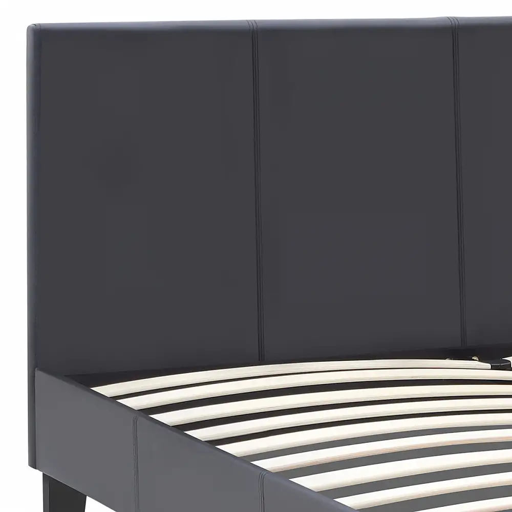 Κρεβάτι Flat Megapap από τεχνόδερμα χρώμα μαύρο ματ 140x190εκ. | GP002-0014,1