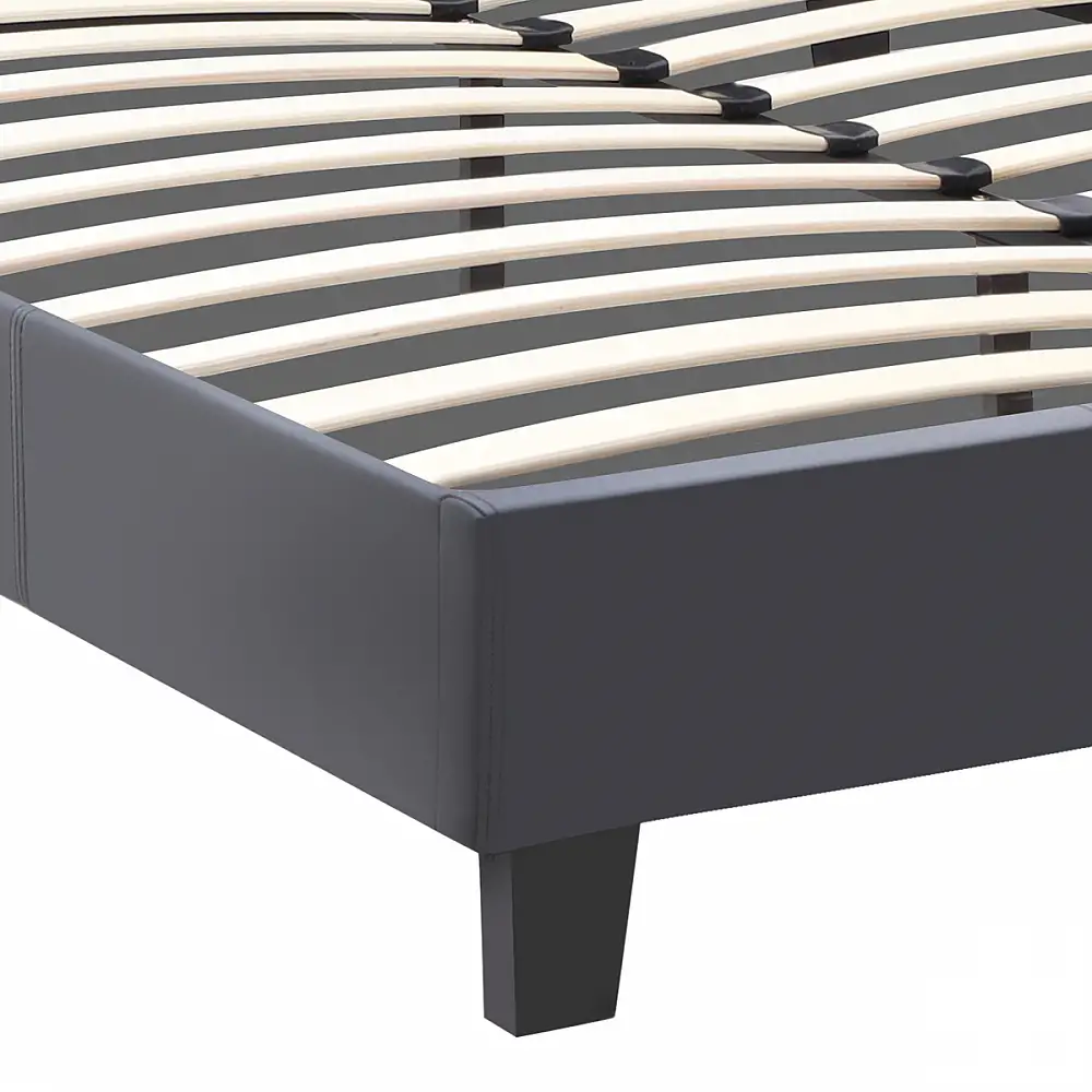 Κρεβάτι Flat Megapap από τεχνόδερμα χρώμα μαύρο ματ 140x190εκ. | GP002-0014,1