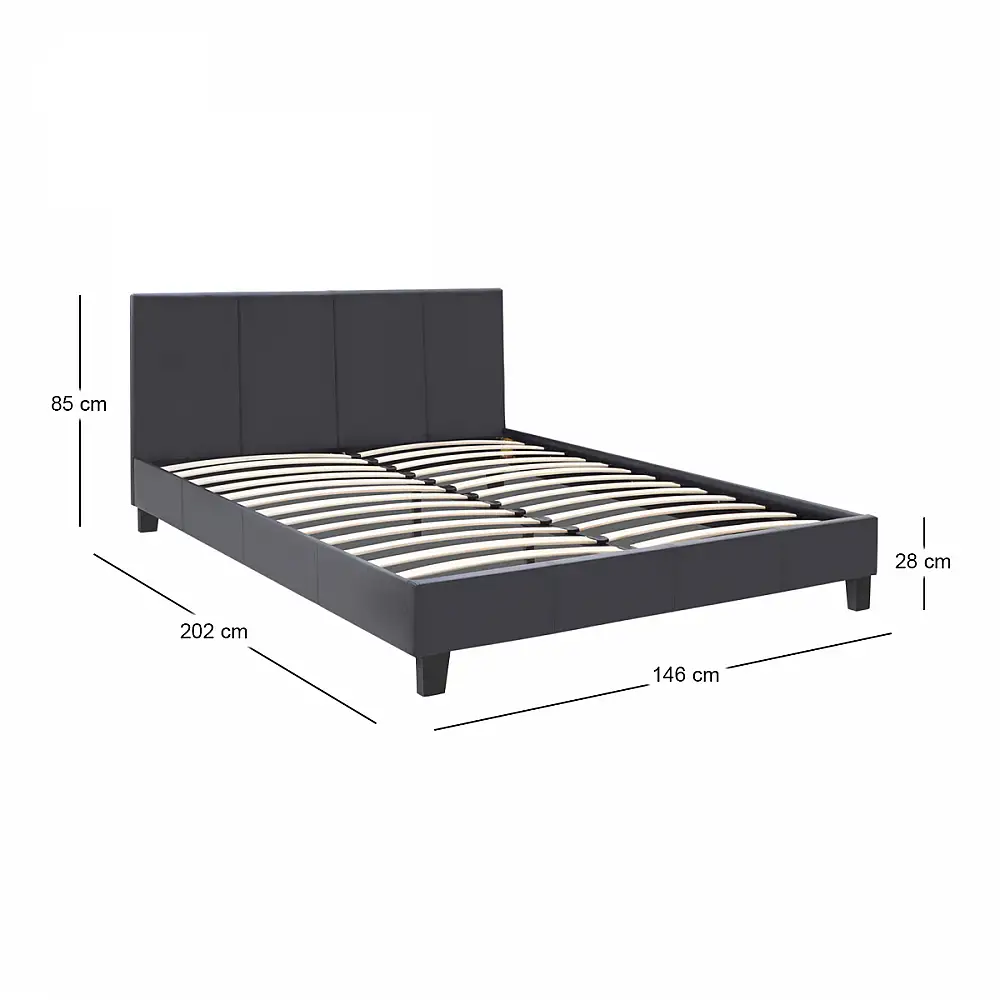 Κρεβάτι Flat Megapap από τεχνόδερμα χρώμα μαύρο ματ 140x190εκ. | GP002-0014,1