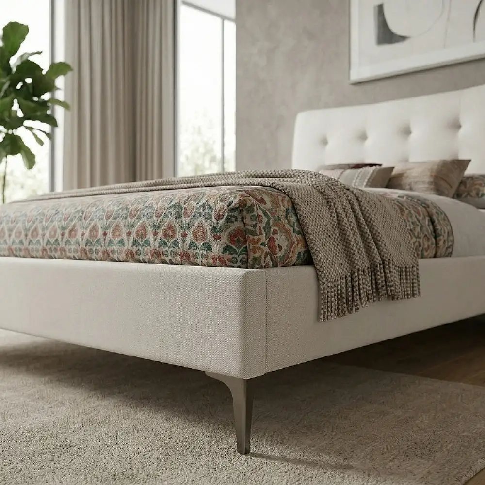 Κρεβάτι Mirel Megapap υφασμάτινο χρώμα ανοιχτό μπεζ 160x200εκ. | GP002-0022,1