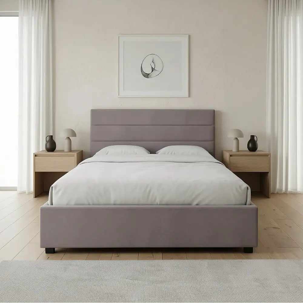 Κρεβάτι Olmo Megapap βελούδινο με αποθηκευτικό χώρο χρώμα γκρι 150x200εκ. | GP002-0025,1