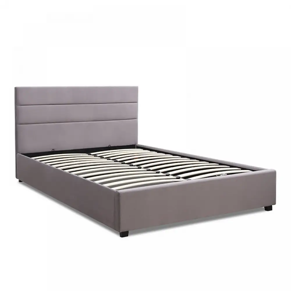 Κρεβάτι Olmo Megapap βελούδινο με αποθηκευτικό χώρο χρώμα γκρι 150x200εκ. | GP002-0025,1