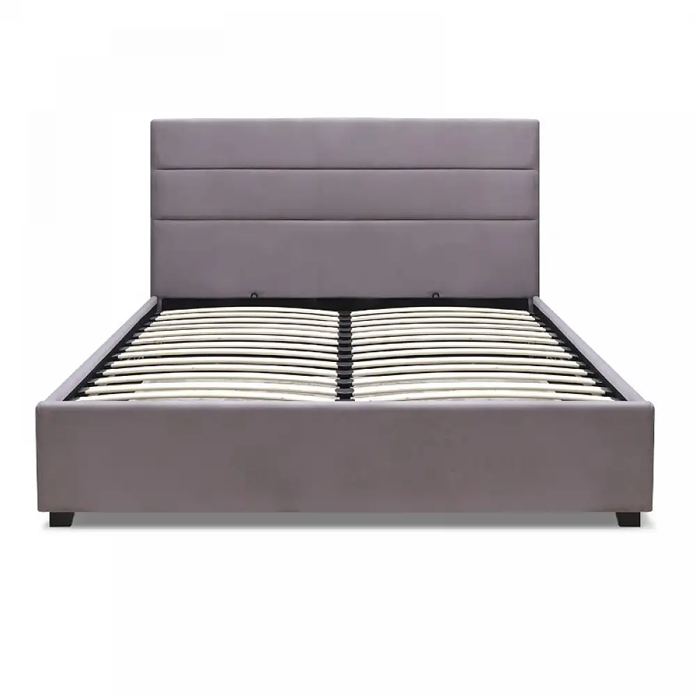 Κρεβάτι Olmo Megapap βελούδινο με αποθηκευτικό χώρο χρώμα γκρι 150x200εκ. | GP002-0025,1