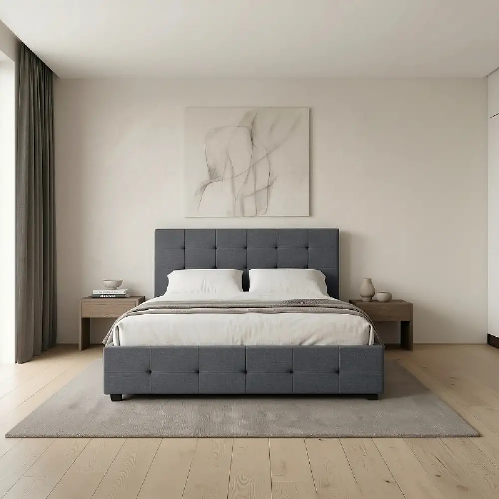 Κρεβάτι Iro Megapap υφασμάτινο με αποθηκευτικό χώρο χρώμα ανθρακί 150x200εκ. | GP002-0027,3