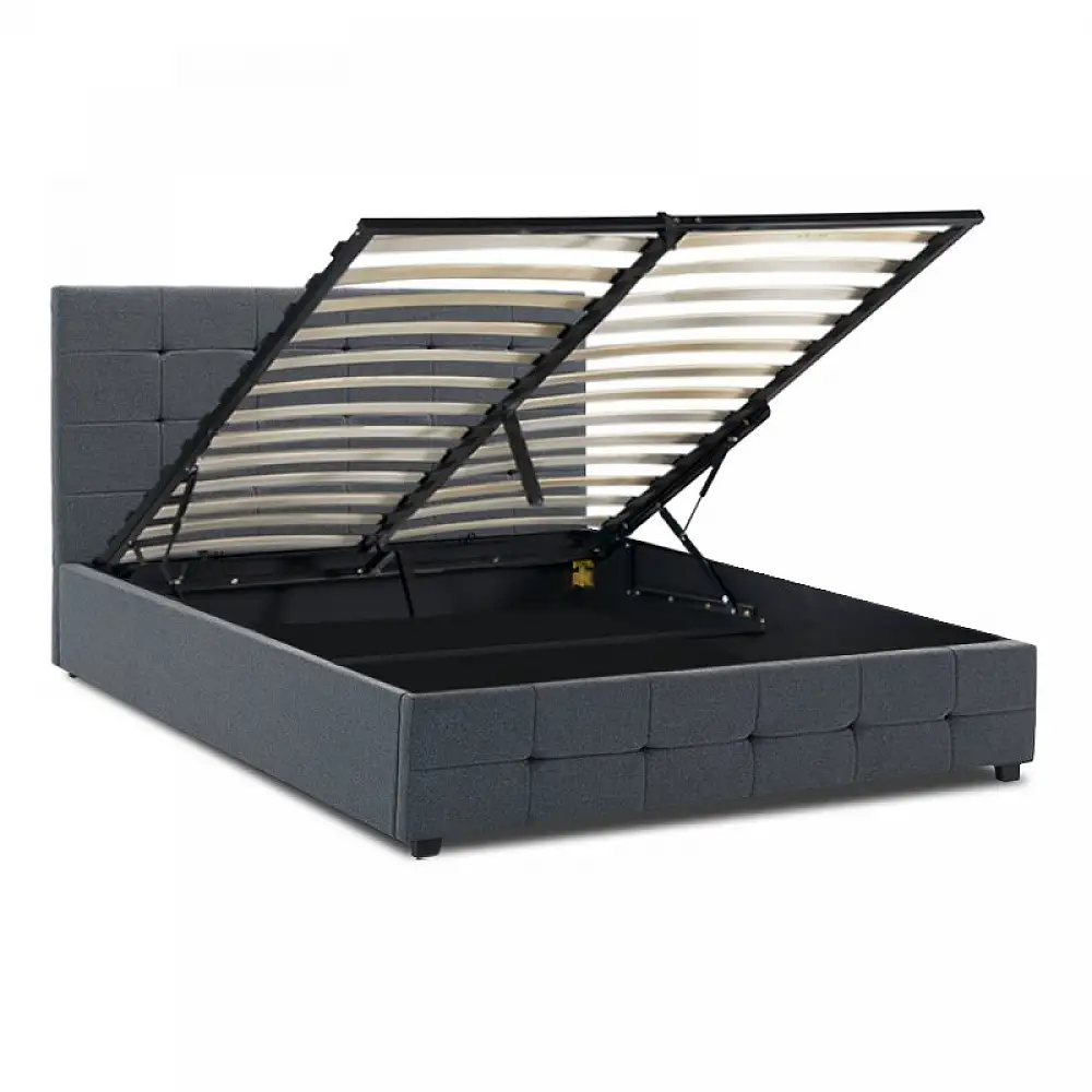 Κρεβάτι Iro Megapap υφασμάτινο με αποθηκευτικό χώρο χρώμα ανθρακί 150x200εκ. | GP002-0027,3