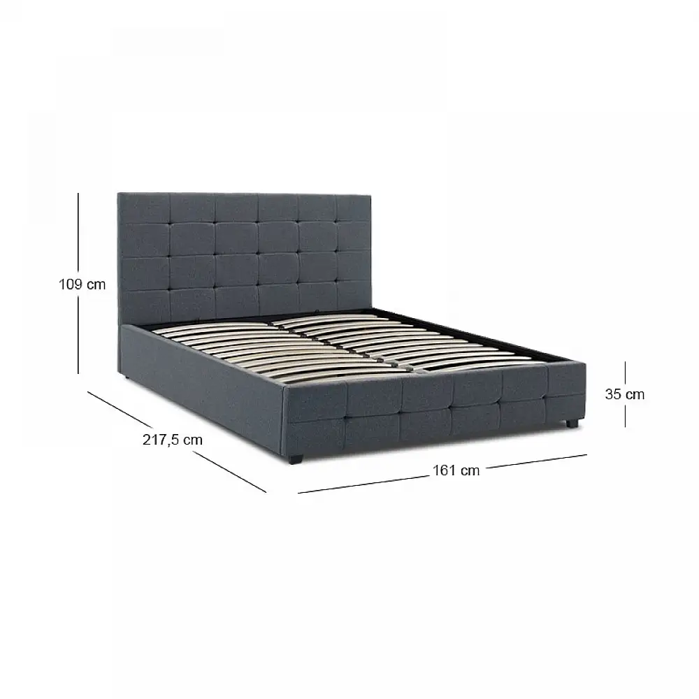 Κρεβάτι Iro Megapap υφασμάτινο με αποθηκευτικό χώρο χρώμα ανθρακί 150x200εκ. | GP002-0027,3