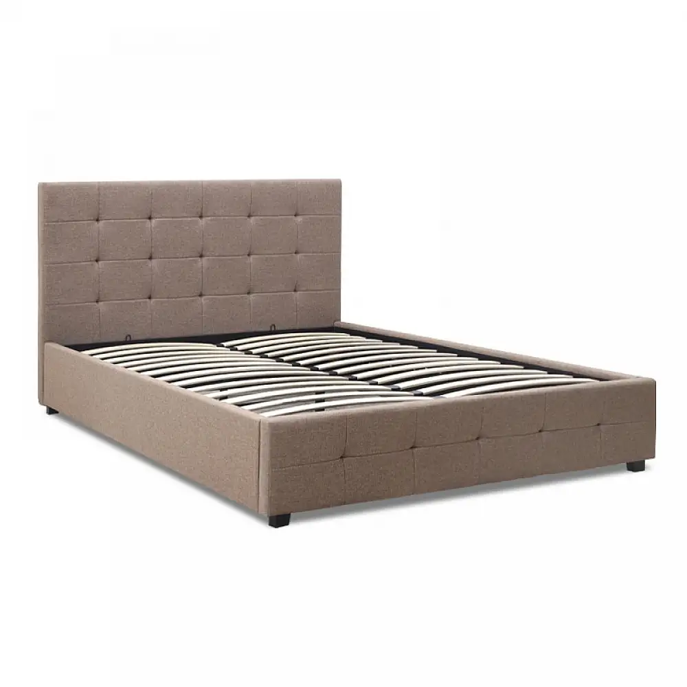 Κρεβάτι Iro Megapap υφασμάτινο με αποθηκευτικό χώρο χρώμα μπεζ - καφέ 150x200εκ. | GP002-0027,4