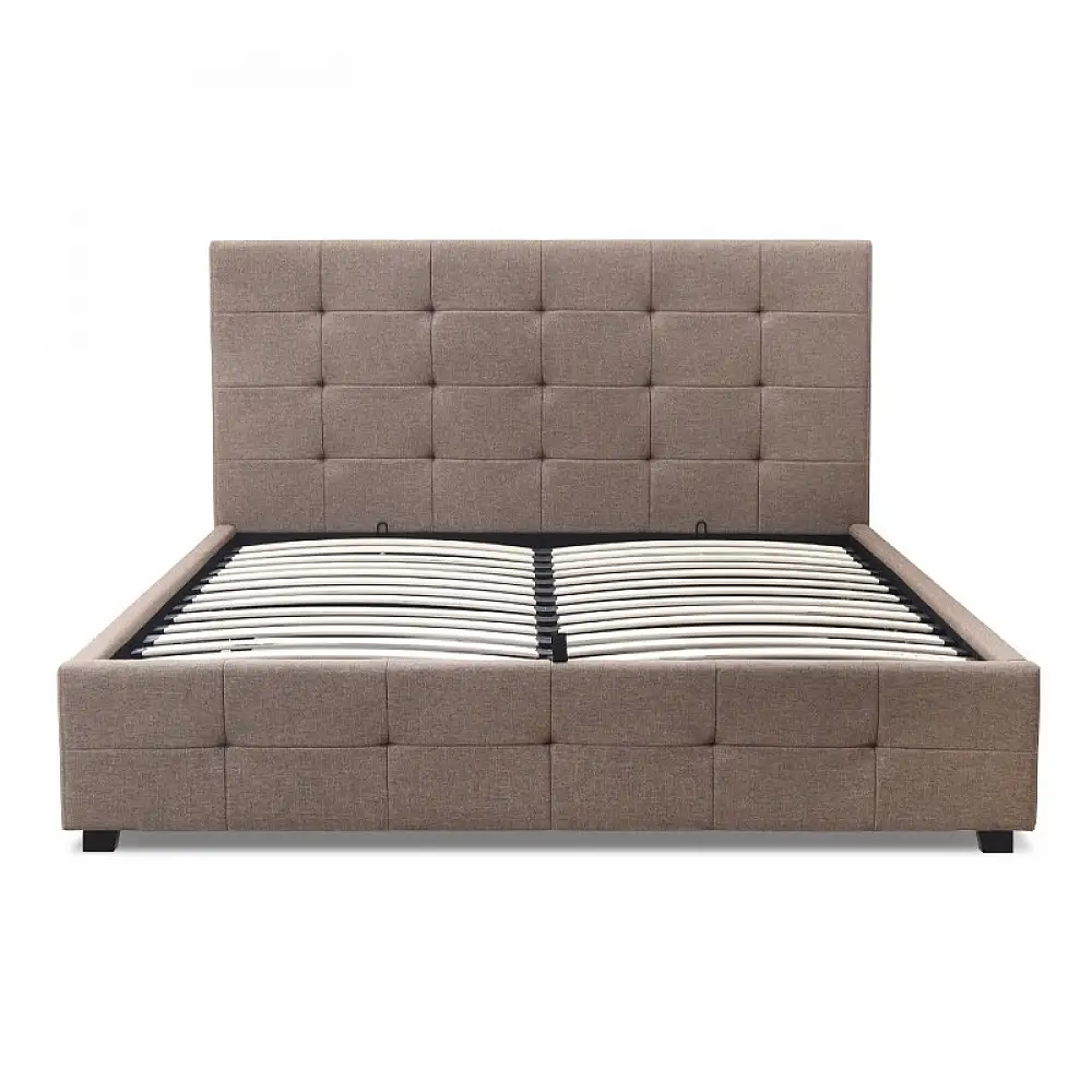 Κρεβάτι Iro Megapap υφασμάτινο με αποθηκευτικό χώρο χρώμα μπεζ - καφέ 150x200εκ. | GP002-0027,4