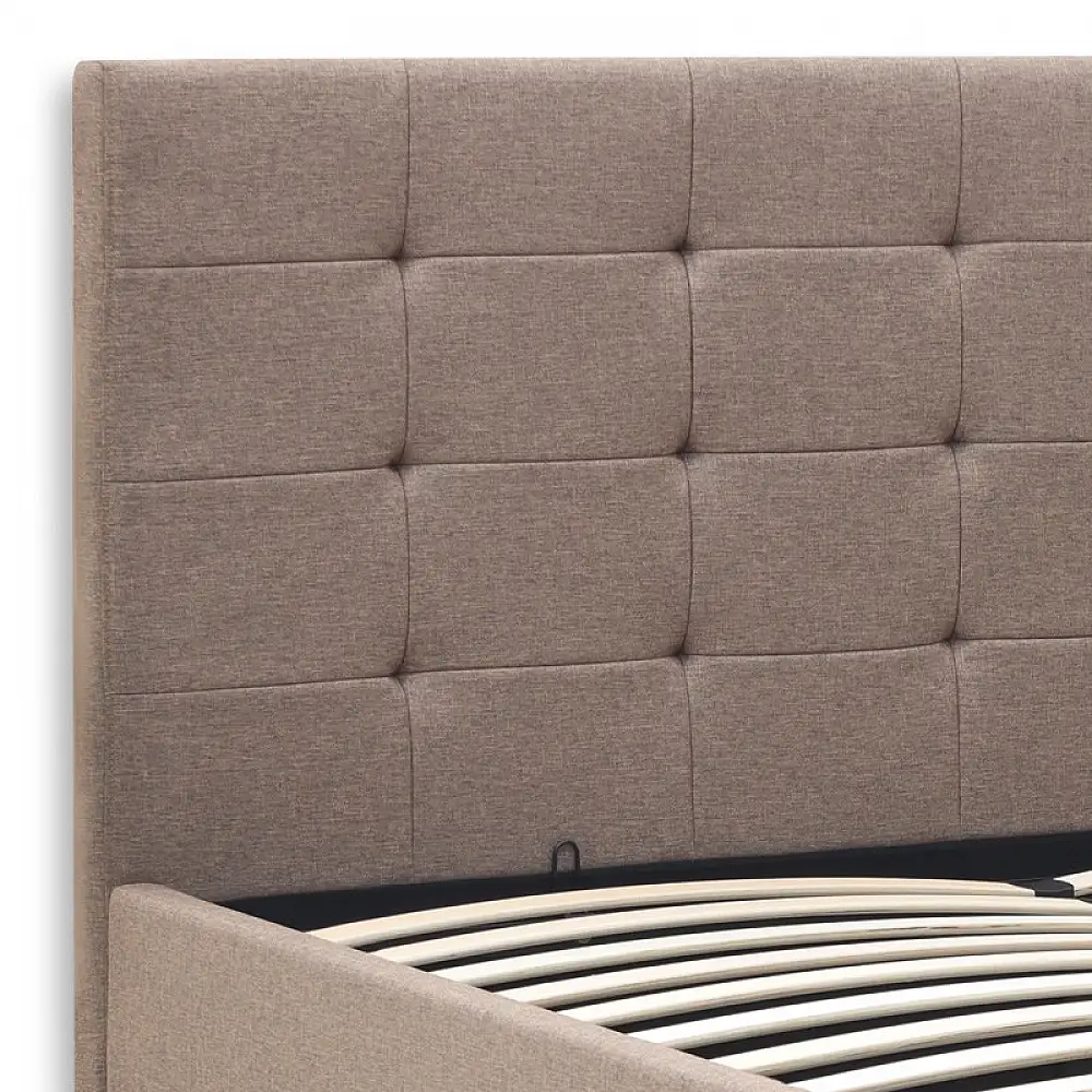 Κρεβάτι Iro Megapap υφασμάτινο με αποθηκευτικό χώρο χρώμα μπεζ - καφέ 150x200εκ. | GP002-0027,4