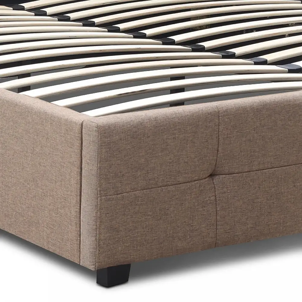 Κρεβάτι Iro Megapap υφασμάτινο με αποθηκευτικό χώρο χρώμα μπεζ - καφέ 150x200εκ. | GP002-0027,4