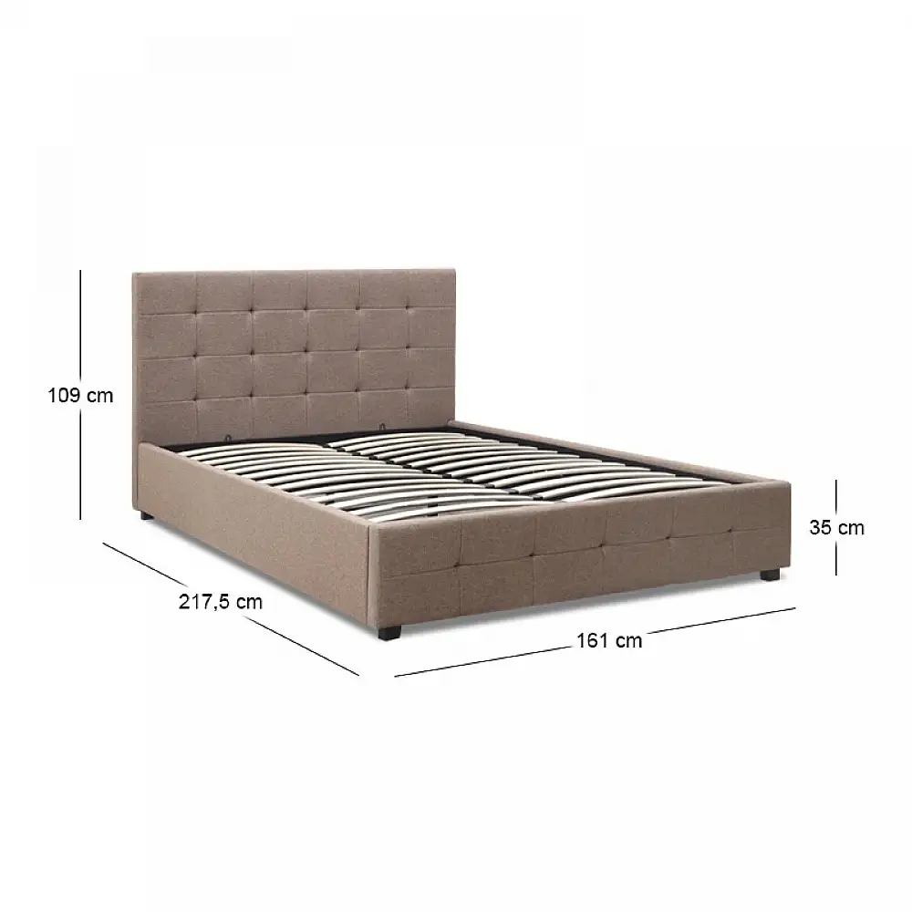 Κρεβάτι Iro Megapap υφασμάτινο με αποθηκευτικό χώρο χρώμα μπεζ - καφέ 150x200εκ. | GP002-0027,4