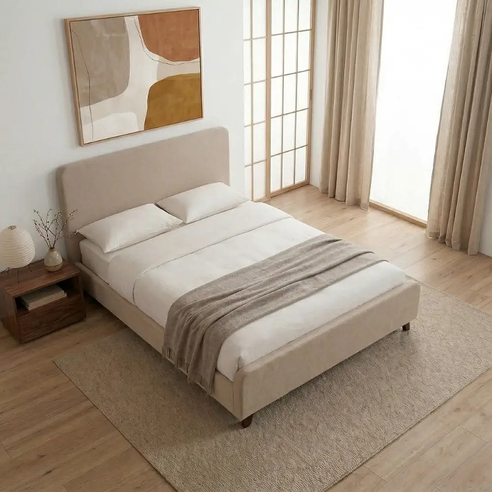 Κρεβάτι Ovelia Megapap υφασμάτινο χρώμα μπεζ 160x200εκ. | GP002-0028,1