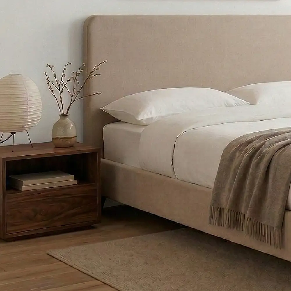 Κρεβάτι Ovelia Megapap υφασμάτινο χρώμα μπεζ 160x200εκ. | GP002-0028,1