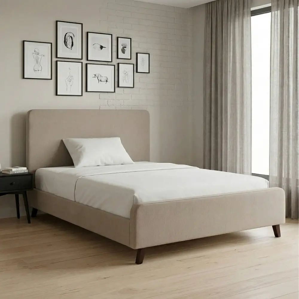 Κρεβάτι Ovelia Megapap υφασμάτινο χρώμα μπεζ 120x200εκ. | GP002-0028,4