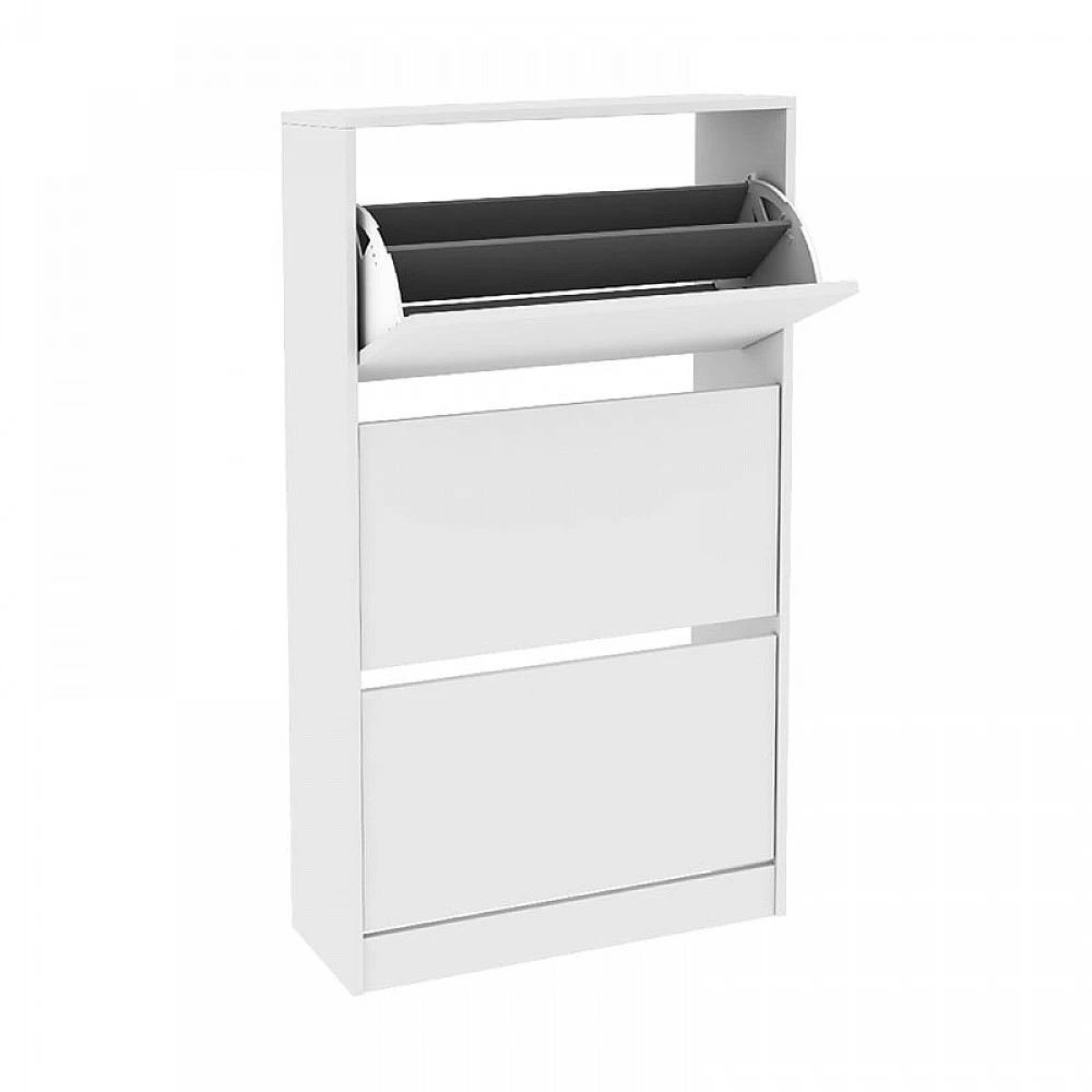 Παπουτσοθήκη μελαμίνης Flat Duo Megapap 18 ζεύγων σε χρώμα λευκό 73x26x119εκ.