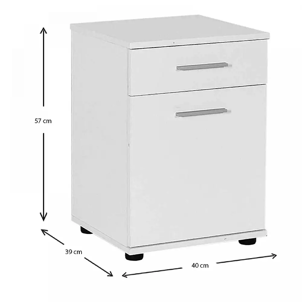 Κομοδίνο - Συρταριέρα γραφείου Trendline Megapap χρώμα λευκό 40x39x57εκ. | GP009-0186
