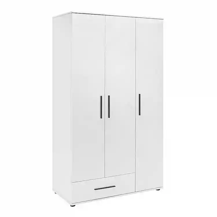 Ντουλάπα ρούχων Bianco Megapap τρίφυλλη με συρτάρια χρώμα λευκό 103x52x187εκ. | GP009-0246,1