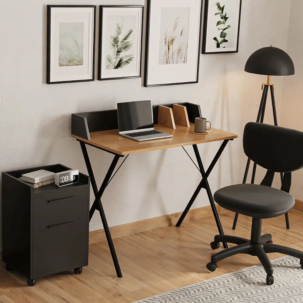 Συρταριέρα γραφείου με κλειδαριά Gamer Megapap τροχήλατη χρώμα μαύρο 40x40x56εκ. | GP009-0282,1