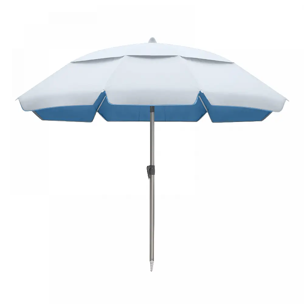 Ομπρέλα θαλάσσης αλουμινίου Malibu Megapap με UPF 50+ προστασία χρώμα ασημί - γαλάζιο Ø2m | GP010-0071,1