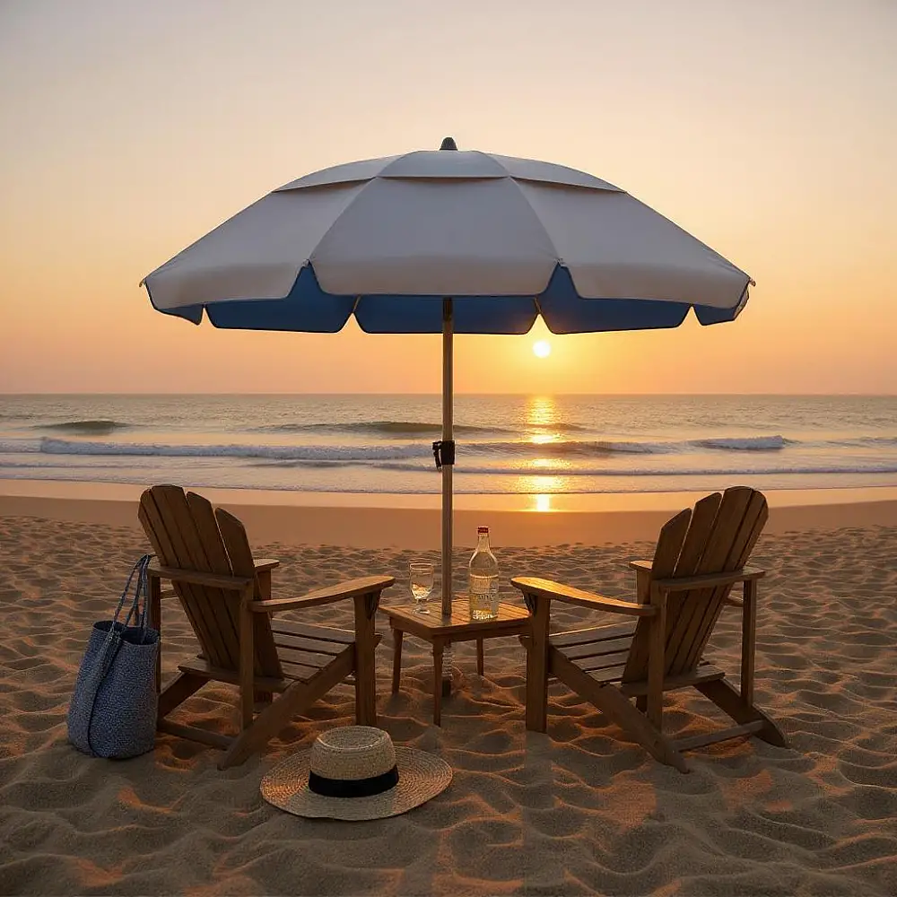 Ομπρέλα θαλάσσης αλουμινίου Malibu Megapap με UPF 50+ προστασία χρώμα ασημί - γαλάζιο Ø2m | GP010-0071,1