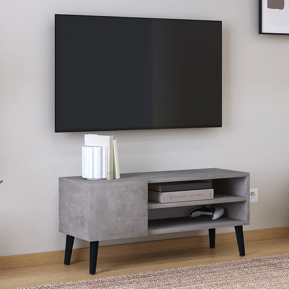 Έπιπλο τηλεόρασης Porto Megapap χρώμα γκρι ρετρό 90x32x42εκ. Έπιπλο τηλεόρασης Porto Megapap χρώμα γκρι ρετρό 90x32x42εκ.