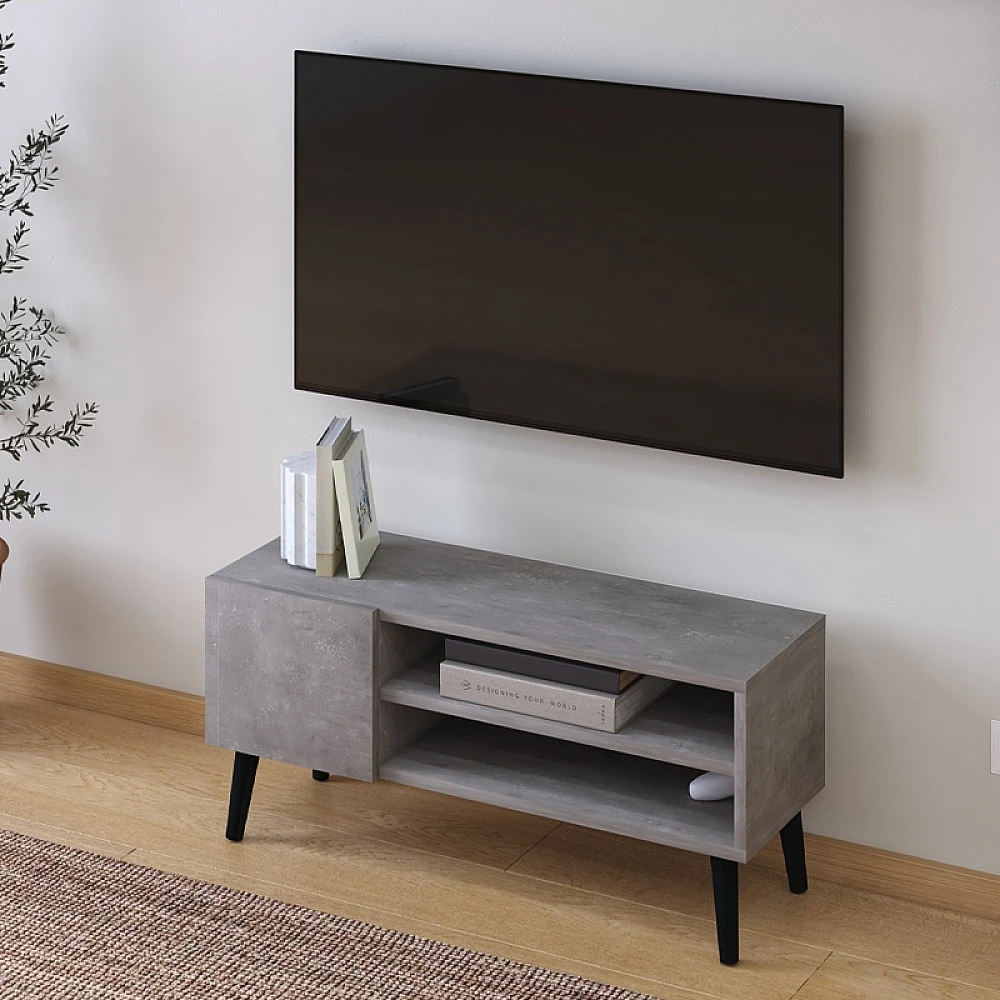 Έπιπλο τηλεόρασης Porto Megapap χρώμα γκρι ρετρό 90x32x42εκ. Έπιπλο τηλεόρασης Porto Megapap χρώμα γκρι ρετρό 90x32x42εκ.